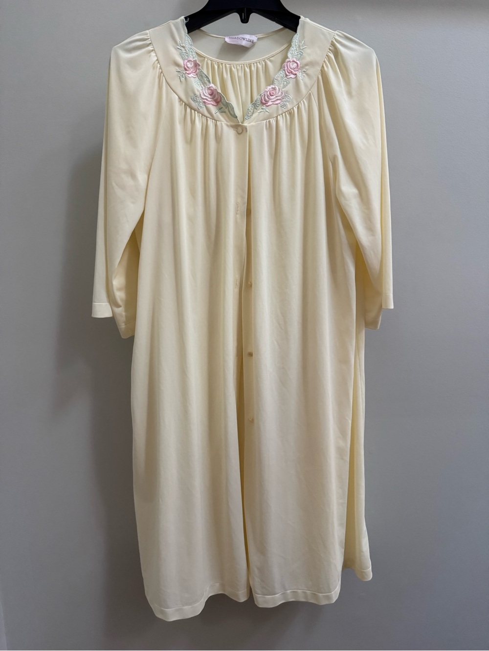 Vintage Shadowline Set Nightgown & Robe Peignoir Set Size M Yellow & Pink